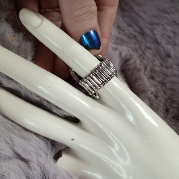 Blessed by Sparkles set of 2 silver pink adjustable rings gem and ornate designs - Picture 4 of 11